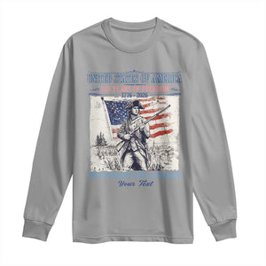 Custom Name Descendant of a Patriot USA 250 Years of Freedom Personalized Long Sleeve Shirt 1776-2026 Revolutionary War Heritage TS02 Sport Gray Print Your Wear