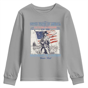 Custom Name Descendant of a Patriot USA 250 Years of Freedom Personalized Youth Sweatshirt 1776-2026 Revolutionary War Heritage TS02 Sport Gray Print Your Wear