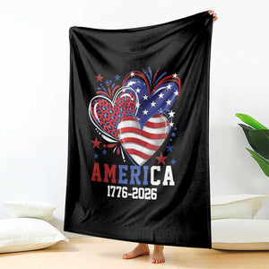 America 1776-2026 Patriotic Hearts Throw Blanket Semiquincentennial 250th Anniversary Red White Blue Stars and Stripes TS02 Print Your Wear