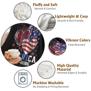America 1776-2026 Patriotic Hearts Throw Blanket Semiquincentennial 250th Anniversary Red White Blue Stars and Stripes TS02 Print Your Wear