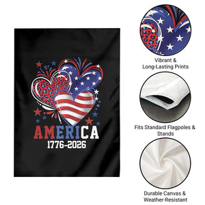 America 1776-2026 Patriotic Hearts Garden Flag Semiquincentennial 250th Anniversary Red White Blue Stars and Stripes TS02 Print Your Wear