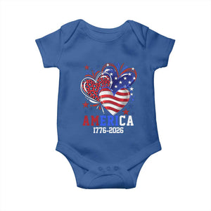 America 1776-2026 Patriotic Hearts Baby Onesie Semiquincentennial 250th Anniversary Red White Blue Stars and Stripes TS02 Royal Blue Print Your Wear