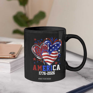 America 1776-2026 Patriotic Hearts Coffee Mug Semiquincentennial 250th Anniversary Red White Blue Stars and Stripes TS02 Print Your Wear
