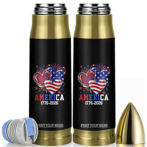 America 1776-2026 Patriotic Hearts Bullet Tumbler Semiquincentennial 250th Anniversary Red White Blue Stars and Stripes TS02 Black Print Your Wear