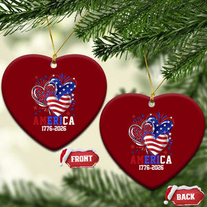 America 1776-2026 Patriotic Hearts Ceramic Ornament Semiquincentennial 250th Anniversary Red White Blue Stars and Stripes TS02 Print Your Wear