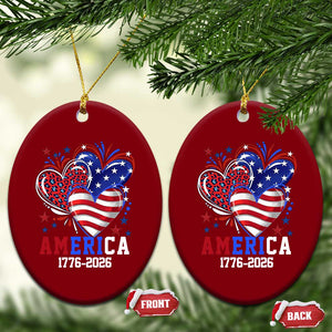 America 1776-2026 Patriotic Hearts Ceramic Ornament Semiquincentennial 250th Anniversary Red White Blue Stars and Stripes TS02 Print Your Wear