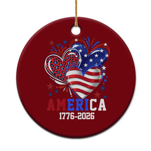 America 1776-2026 Patriotic Hearts Ceramic Ornament Semiquincentennial 250th Anniversary Red White Blue Stars and Stripes TS02 1pc Red Print Your Wear