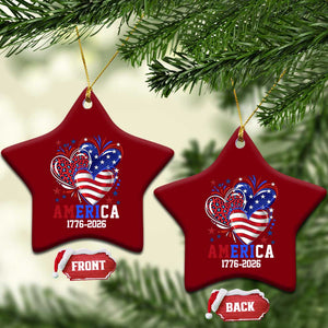America 1776-2026 Patriotic Hearts Ceramic Ornament Semiquincentennial 250th Anniversary Red White Blue Stars and Stripes TS02 Print Your Wear
