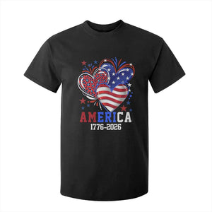 America 1776-2026 Patriotic Hearts T Shirt For Kid Semiquincentennial 250th Anniversary Red White Blue Stars and Stripes TS02 Black Print Your Wear