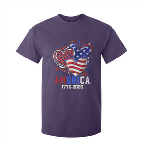 America 1776-2026 Patriotic Hearts T Shirt For Kid Semiquincentennial 250th Anniversary Red White Blue Stars and Stripes TS02 Purple Print Your Wear