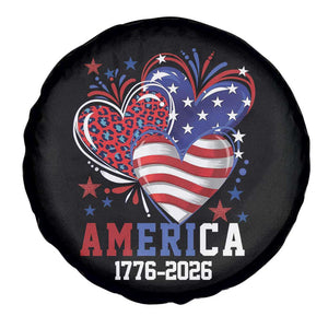 America 1776-2026 Patriotic Hearts Spare Tire Cover Semiquincentennial 250th Anniversary Red White Blue Stars and Stripes TS02 Print Your Wear