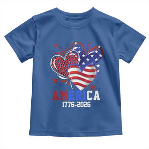 America 1776-2026 Patriotic Hearts Toddler T Shirt Semiquincentennial 250th Anniversary Red White Blue Stars and Stripes TS02 Royal Blue Print Your Wear