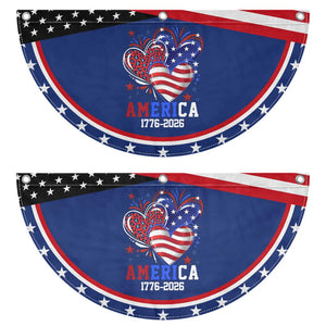 America 1776-2026 American Hearts Patriotic Fan Flag Semiquincentennial 250th Anniversary Red White Blue Stars and Stripes