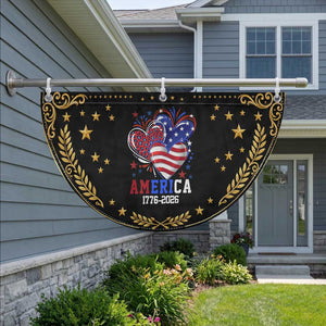 America 1776-2026 American Hearts Patriotic Fan Flag Semiquincentennial 250th Anniversary Red White Blue Stars and Stripes