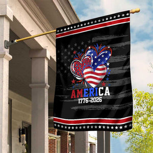 America 1776-2026 Patriotic Hearts Patriotic Garden Flag Semiquincentennial 250th Anniversary Red White Blue Stars and Stripes