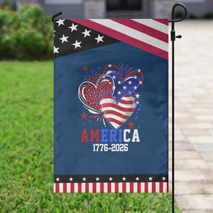 America 1776-2026 Patriotic Hearts Patriotic Garden Flag Semiquincentennial 250th Anniversary Red White Blue Stars and Stripes