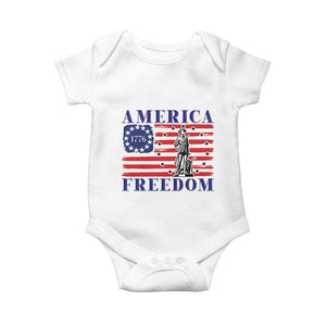 America Freedom 1776 Revolutionary War Baby Onesie Minuteman Betsy Ross Flag Patriotic History TS02 White Print Your Wear
