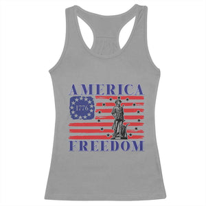 America Freedom 1776 Revolutionary War Racerback Tank Top Minuteman Betsy Ross Flag Patriotic History TS02 Sport Gray Print Your Wear