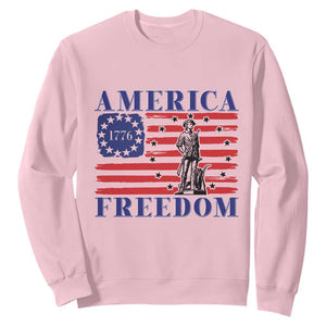 America Freedom 1776 Revolutionary War Sweatshirt Minuteman Betsy Ross Flag Patriotic History TS02 Light Pink Print Your Wear