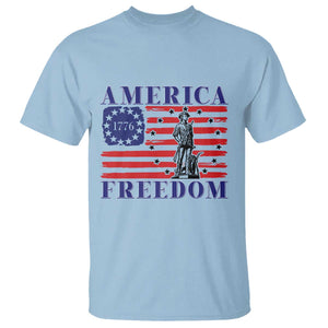 America Freedom 1776 Revolutionary War T Shirt Minuteman Betsy Ross Flag Patriotic History TS02 Light Blue Print Your Wear