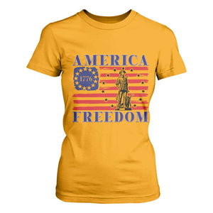 America Freedom 1776 Revolutionary War T Shirt For Women Minuteman Betsy Ross Flag Patriotic History TS02 Gold Print Your Wear