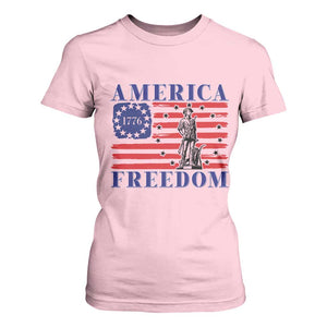 America Freedom 1776 Revolutionary War T Shirt For Women Minuteman Betsy Ross Flag Patriotic History TS02 Light Pink Print Your Wear