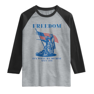 Freedom It’s What We Do Best Since 1776 Raglan Shirt Revolutionary War Patriot Battle Scene TS02 Heather Gray Black Print Your Wear