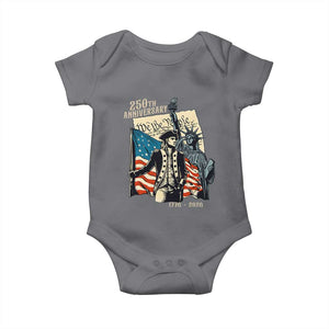 250th Anniversary 1776-2026 We The People Baby Onesie George Washington and Statue of Liberty History Pride TS02 Charcoal Print Your Wear