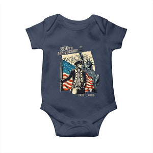 250th Anniversary 1776-2026 We The People Baby Onesie George Washington and Statue of Liberty History Pride TS02 Navy Print Your Wear