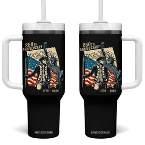 250th Anniversary 1776-2026 We The People Tumbler With Handle George Washington and Statue of Liberty History Pride TS02 One Size: 40 oz Black Print Your Wear