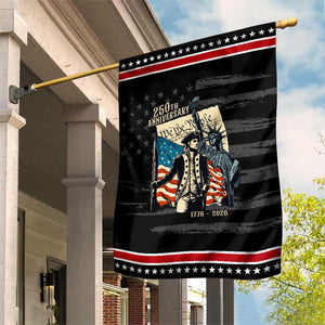 250th Anniversary 1776-2026 We The People Patriotic Garden Flag George Washington and Statue of Liberty History Pride TS02 Distressed Black Red Print Your Wear