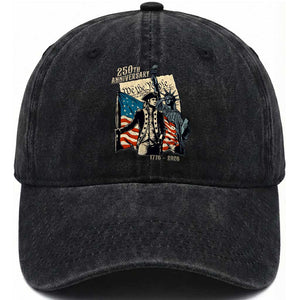 250th Anniversary 1776-2026 We The People Washed Cotton Baseball Cap George Washington and Statue of Liberty History Pride TS02 Print Your Wear