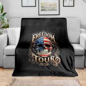 Freedom Tour 250 Years 1776-2026 American Flag Skull Throw Blanket Rock Aesthetic Patriotic Semiquincentennial 250th Anniversary TS02 Print Your Wear