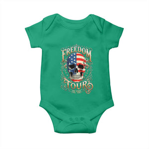 Freedom Tour 250 Years 1776-2026 American Flag Skull Baby Onesie Rock Aesthetic Patriotic Semiquincentennial 250th Anniversary TS02 Irish Green Print Your Wear