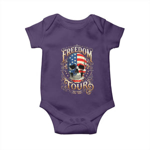 Freedom Tour 250 Years 1776-2026 American Flag Skull Baby Onesie Rock Aesthetic Patriotic Semiquincentennial 250th Anniversary TS02 Purple Print Your Wear