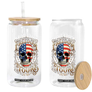 Freedom Tour 250 Years 1776-2026 American Flag Skull Glass Can Rock Aesthetic Patriotic Semiquincentennial 250th Anniversary TS02 Print Your Wear