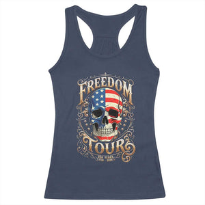 Freedom Tour 250 Years 1776-2026 American Flag Skull Racerback Tank Top Rock Aesthetic Patriotic Semiquincentennial 250th Anniversary TS02 Navy Print Your Wear