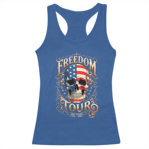 Freedom Tour 250 Years 1776-2026 American Flag Skull Racerback Tank Top Rock Aesthetic Patriotic Semiquincentennial 250th Anniversary TS02 Royal Blue Print Your Wear