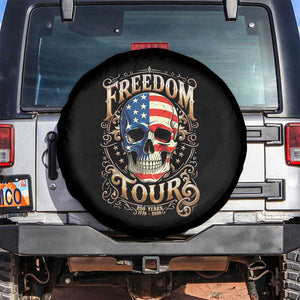 Freedom Tour 250 Years 1776-2026 American Flag Skull Spare Tire Cover Rock Aesthetic Patriotic Semiquincentennial 250th Anniversary TS02 No hole Black Print Your Wear