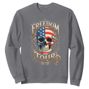 Freedom Tour 250 Years 1776-2026 American Flag Skull Sweatshirt Rock Aesthetic Patriotic Semiquincentennial 250th Anniversary TS02 Charcoal Print Your Wear