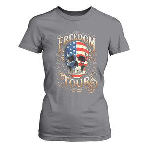 Freedom Tour 250 Years 1776-2026 American Flag Skull T Shirt For Women Rock Aesthetic Patriotic Semiquincentennial 250th Anniversary TS02 Charcoal Print Your Wear