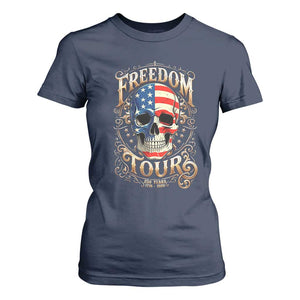 Freedom Tour 250 Years 1776-2026 American Flag Skull T Shirt For Women Rock Aesthetic Patriotic Semiquincentennial 250th Anniversary TS02 Navy Print Your Wear