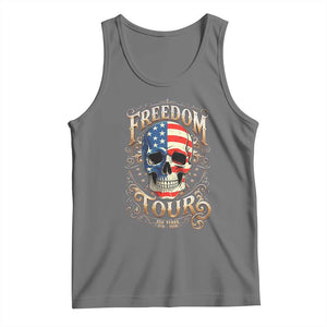 Freedom Tour 250 Years 1776-2026 American Flag Skull Tank Top Rock Aesthetic Patriotic Semiquincentennial 250th Anniversary TS02 Black Heather Print Your Wear