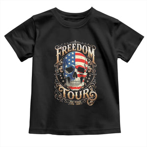 Freedom Tour 250 Years 1776-2026 American Flag Skull Toddler T Shirt Rock Aesthetic Patriotic Semiquincentennial 250th Anniversary TS02 Black Print Your Wear