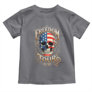 Freedom Tour 250 Years 1776-2026 American Flag Skull Toddler T Shirt Rock Aesthetic Patriotic Semiquincentennial 250th Anniversary TS02 Charcoal Print Your Wear
