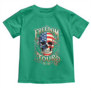 Freedom Tour 250 Years 1776-2026 American Flag Skull Toddler T Shirt Rock Aesthetic Patriotic Semiquincentennial 250th Anniversary TS02 Irish Green Print Your Wear