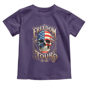 Freedom Tour 250 Years 1776-2026 American Flag Skull Toddler T Shirt Rock Aesthetic Patriotic Semiquincentennial 250th Anniversary TS02 Purple Print Your Wear
