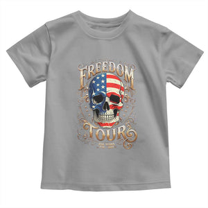 Freedom Tour 250 Years 1776-2026 American Flag Skull Toddler T Shirt Rock Aesthetic Patriotic Semiquincentennial 250th Anniversary TS02 Sport Gray Print Your Wear