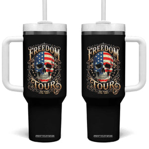 Freedom Tour 250 Years 1776-2026 American Flag Skull Tumbler With Handle Rock Aesthetic Patriotic Semiquincentennial 250th Anniversary TS02 One Size: 40 oz Black Print Your Wear