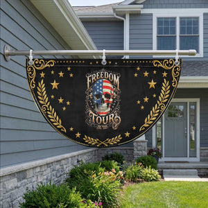 Freedom Tour 250 Years 1776-2026 American Flag Skull Patriotic Fan Flag Rock Aesthetic Semiquincentennial 250th Anniversary